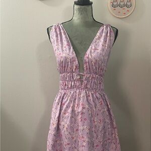 Floral Purple Sleeveless Dress